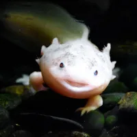 A pink smiling axolotl
